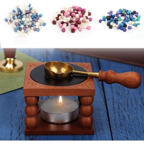 Retro Sealing Wax Furnace Stove Pot Wood Handle Sealing Wax Spoon for Wax Sealing Decorative Wax Stamp Craft Gift