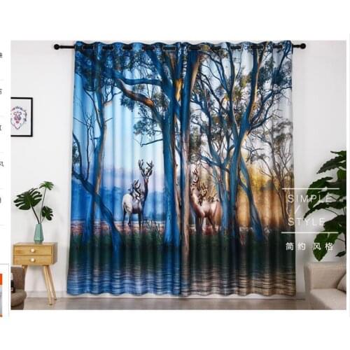 High quality custom 3d curtain fabric Custom curtain forest curtains personality creative