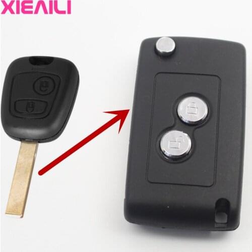 XIEAILI 10Pcs 2Button Modified Flip Folding Remote Key Case Shell For Peugeot 307 For Citroen C-Triomphe Key Fob Case S66