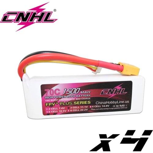 4pcs CNHL 3S 11.1V Lipo Battery 1500mAh 70C G+Plus With XT60 Plug For RC FPV Airplane Drone Quadcopter Helicopter Car Boat