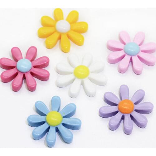 10/50p Wholesale Various Pastel Color Kawaii Sunflower Shape Cute Flatback Resin Cabochons Plastic Jewelry Accessories Material