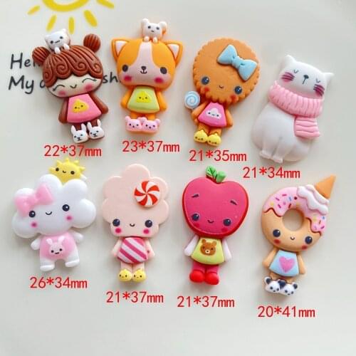 10Pcs/lot Kawaii Cartoon Food Cookies Donuts Cat Flatback Resin Cabochon Scrapbooking Decoration Crafts DIY Handmade Accessories