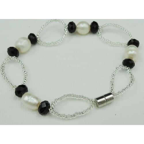 100% nature freshwater pearl bracelet with crystal beads