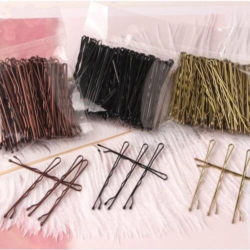 100pcs 5cm Hair Clips Bobby Pins For Women Girls Bride Hair Styling Accessories Black Gold Brown Hairpins Metal Barrettes