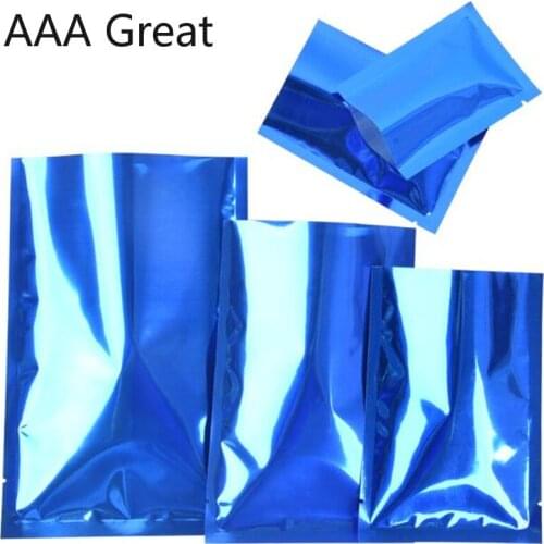 100pcs/Lot Factory Wholesale Aluminum Foil Bag Pouches Mylar Foil Vacuum Heat Sealing Bag Blue Open Top Packaging Flat Christmas