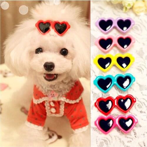 2pcs Heart Glasses Dog Hair Accessories Pet Dog Hair Bows Cute Party Dogs Bows Hair Dog Grooming Bows For Small Dog Products