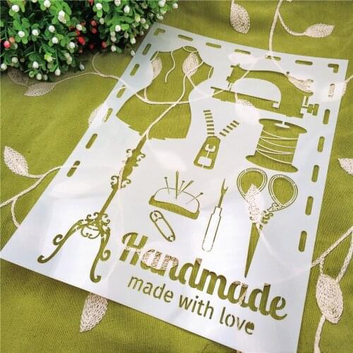 21*29.5cm sewing label scrapbook stencils spray plastic mold shield DIY cake hollow Embellishment printing lace ruler Easter