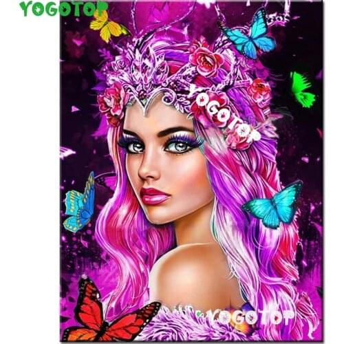 5d diy diamond painting Beautiful girl mosaic cross stitch Butterfly flower fairy embroidery diamond round square stones YY5310