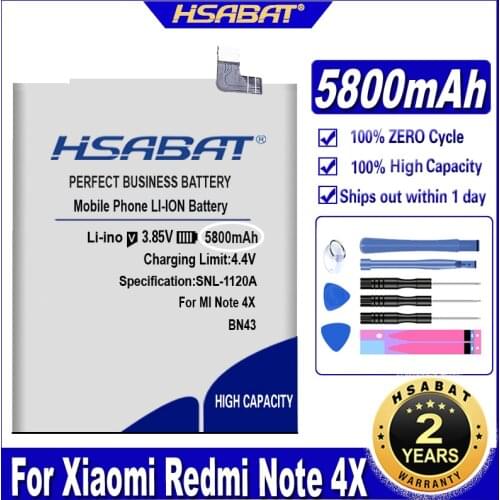 HSABAT 5800mAh BN43 Battery for Xiaomi Redmi Note 4X 5.5inch for Xiaomi Note 4 global Snapdragon 625