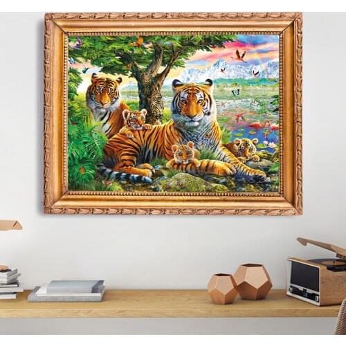 Ull SquareRound Diamond Embroidery Animals scene 5d diy Diamond Painting Tiger Cross stitch Mosaic Picture of Rhinestones