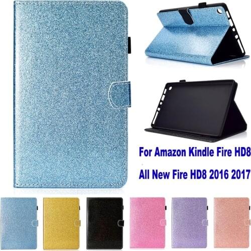 Glitter Bling Case For Amazon Kindle Fire All new Fire HD8 2016 2017 Case Stand Cover Pouch Shinning Sleeve Touch Pen Gift
