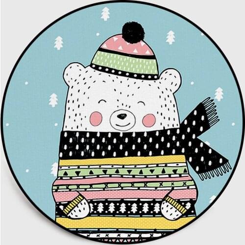Cross Border Cute Cartoon Bear Round Carpet Childrens Climbing Mat Bedroom Non Slip CarpetCustom Size