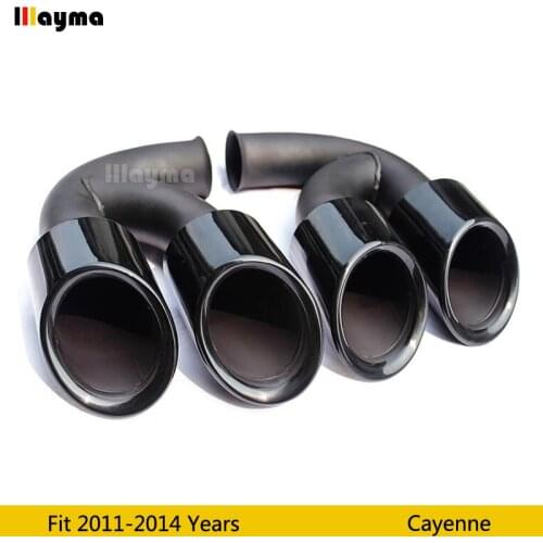 Gloss black Tail Exhaust Tips Muffler Pipe For Porsche Cayenne V6 V8 2011 2012 2013 2014 year Cayenne Stainless steel mufflers