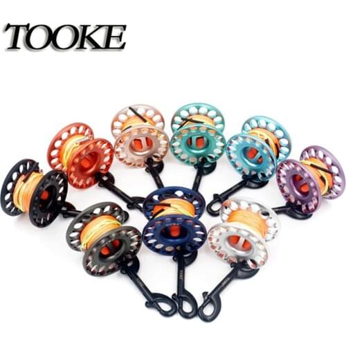 Diving Scuba Aluminum Spool Finger Reel with Tangle-free Line Snap Bolt 45m or 30m for Cave Dive Underwater Fshing