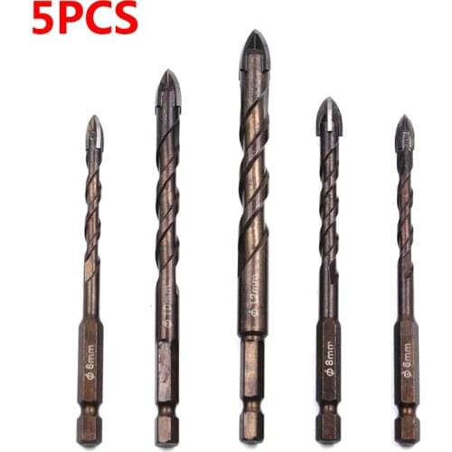 5Pcs Cross Hex Tile Bits Glass Ceramic Concrete Hole Opener Alloy Triangle Drill Size 4/5/6/8/10/12 mm8/10/12 mm
