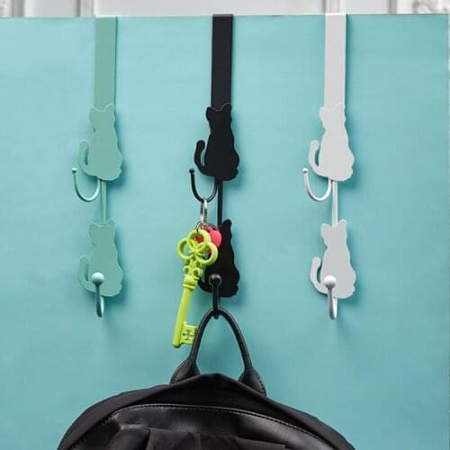 Creative Cute Cat Tail Refrigerator Stickers Cat Door Hook Strong Wall Hanging Free Punching Door Bathroom Hook