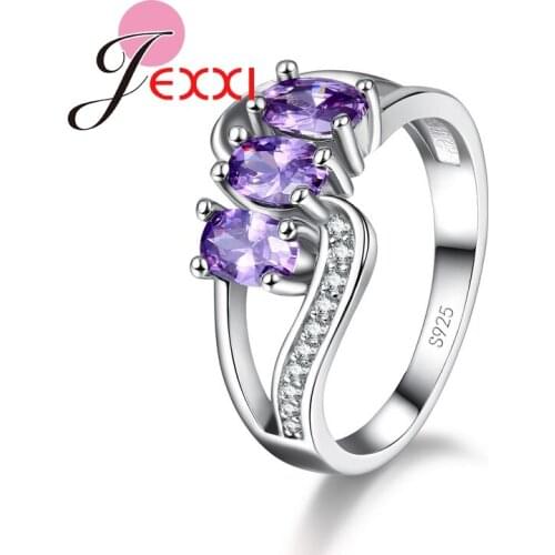Fashion Design 925 Sterling Silver Rings For Women Band Jewelry Engagement Wedding Bague CZ Crystal Ring For Female