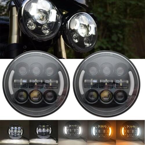5 3/4" LED Headlights DRL 5.75 inch Iron 883 Dyna Headlamp for Triumph Rocket iii 3 Speed Tripl & Street Triple Driving Light