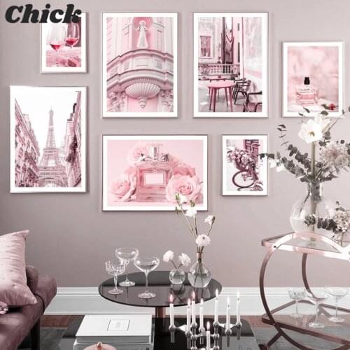 France Paris Tower Red Wine Perfume Flower Wall Art Canvas Painting Nordic Poster And Prints Wall Pictures For Living Room Decor