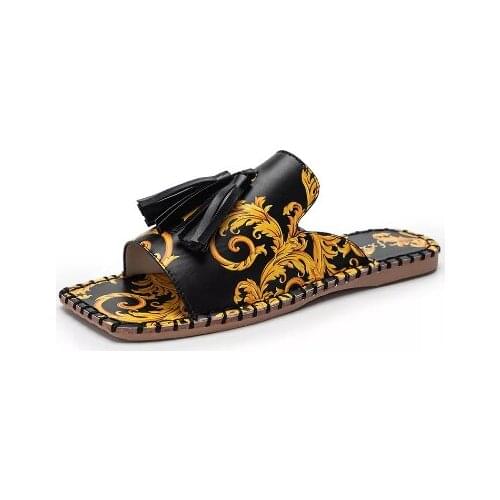 New ladies slippers fashion tassel summer shoes slippers retro slippers women flat slippers