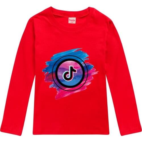 TIK TOK Hot childrens T-shirt spring and autumn cotton long sleeve shirt for boys and girls