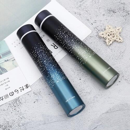 Simple Stainless Steel Thermos Cup For Women Portable Slim Personalized Water Bottles Gradient Color Termo Insulated Mug