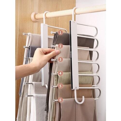Folding Pant Rack Retractable Multi-Functional Multi-Layer Pants Hanger Household Magic Trouser Press Wardrobe Storage Fantastic