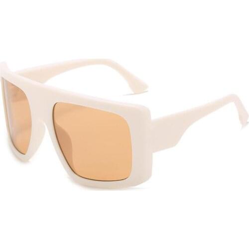 Veshion Black Big Sunglasses for Women Beige Frame Oversized Square Sun Glasses Female Uv400 Summer Style 2021 Drop Shipping