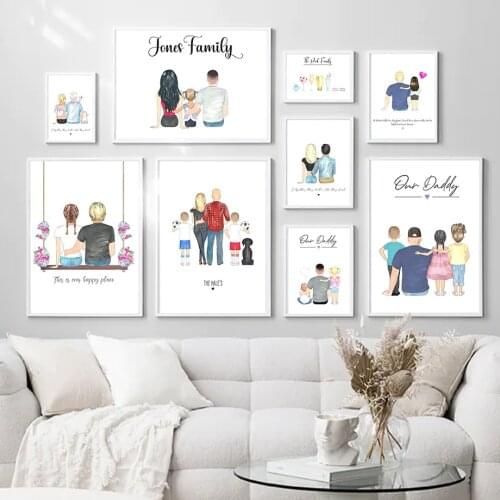 Modern Family Mom Dad Brother Sister Food Wall Art Canvas Painting Nordic Posters And Prints Wall Pictures Kids Child Room Decor