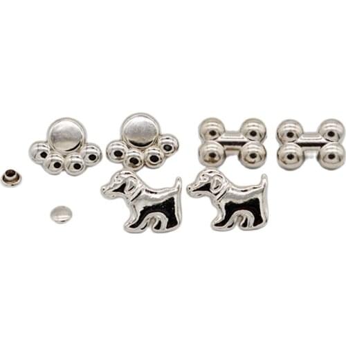 19mm Silver Bone Footprint Dog Claw Punk Garment Rivet Cap Stud Shose Bag Hat Jeans Belt Leather Craft Wallet Trims Accessories