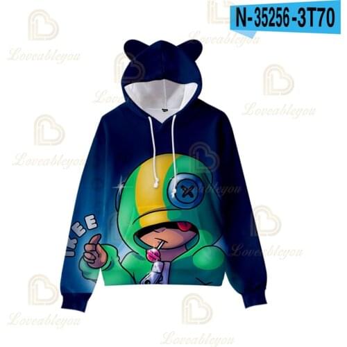 Shark Leon Hoodie Kids Cute Cat Ears Sweatshirts Women 3D Print Fashion New 2020 Thin Hoodie Game Anime Hoodie Boys Girls Gift
