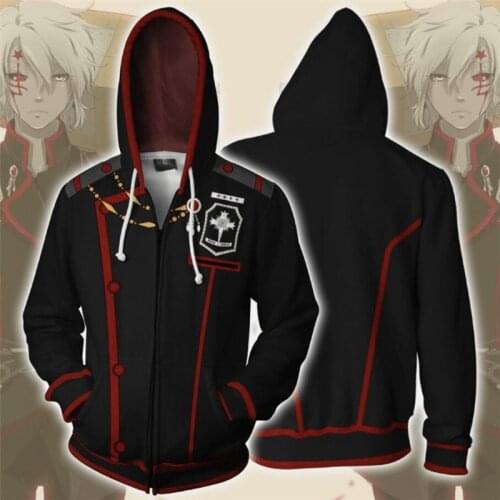 Anime D.Gray-man Cosplay Main characters Zipper Hoodie Men and women Sweaters Clothing 3D printing New