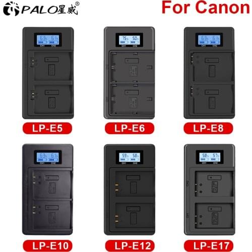 PALO LP-E5 LP-E6 LP-E8 LP-E10 LP-E12 LP-E17 LP E5 E6 E8 E10 E12 E17 battery USB Dual smart charger for Canon battery chargers