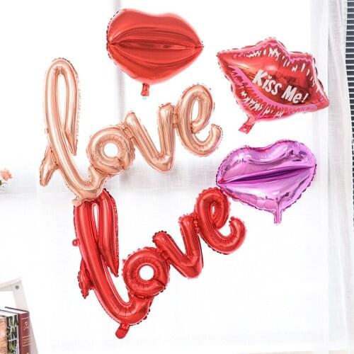 Valentines Day balloon love balloon kiss lips balloon proposal party decoration balloon wedding aluminum foil helium balloon