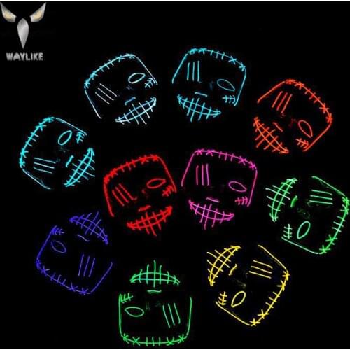 WAYLIKE Halloween Mask Reality Adult Party Costume Horror Mask Led Cool Smile Mask Horror Carnival Cosplay Mask