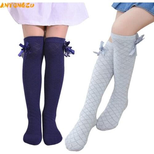 3-12 Years Girls Socks Knee High Bowknot Plaid Solid Bow Fashion For Children Kids Causal Elastic Long Tall Toddler princess