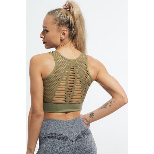 SALSPOR Women Sport Bra Solid Fitness Push Up Shockproof Hollow Running Sport Bra Underwear Trainning Yoga Bra Tank Tops Female