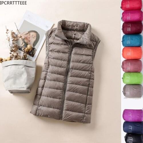 Women 90% White Duck Down Jacket Spring Autumn Vest Waistcoat Soft Warm Thin Ultra Light Waistcoat Jacket Female Portable Vest