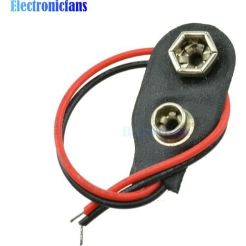 10Pcs Snap on 9V Battery Holder Clip Contor Hard Shell 10CM Cable Lead