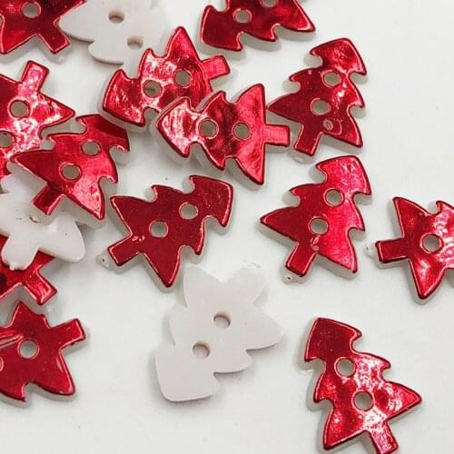 100PCS Red Christmas Tree 2 Holes Buttons Sewing Dress Shirt Kids Apparel Sewing crapbook Christmas Crafts PT335