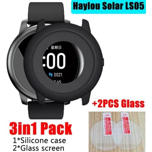 3in1 For Haylou Solar Case Smart Watch TPU Silicone Protector Frame Shell cover For Xiaomi Haylou LS05 Tempered glass screen