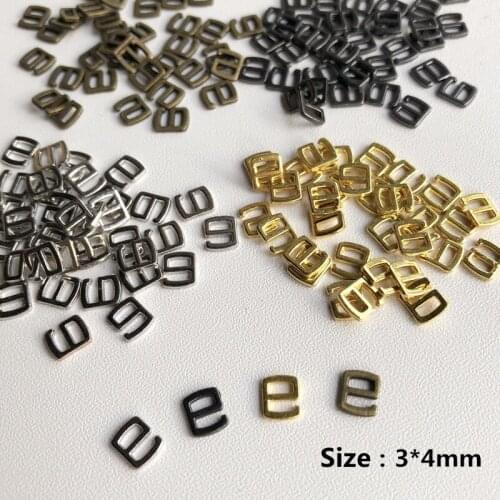 50pcs 4x3mm Mini Metal Tiny 9 Shaped Buckles Sewing DIY Patchwork Rectangle Doll Slider Accessories Silver Gold Brass