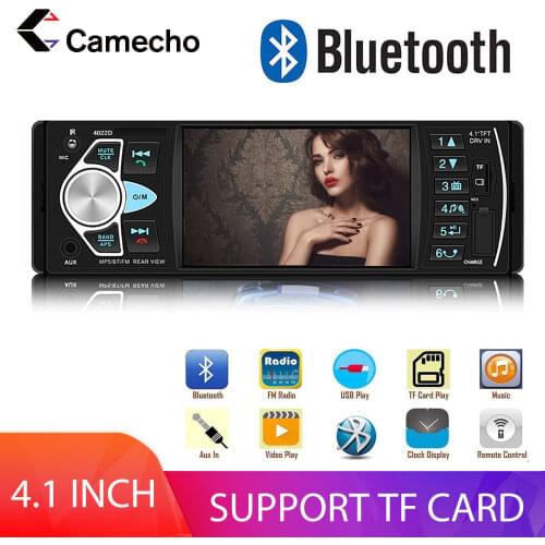 Camecho Autoradio 4.1'' Car Radio 1 Din Audio Stereo FM Bluetooth Steering Wheel Remote Control Intelligent Dynamic Reverse Came