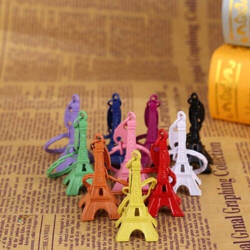 50pcs/lot France Paris Eiffel Tower Keychain Metal Tower Keyring Promotion Gift Key Ring Bag Hanging