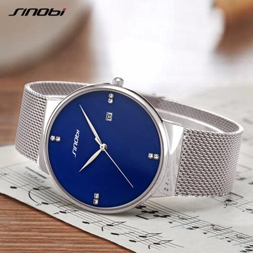 SINOBI Top Brand New Ultra Slim Quartz-Watch Men Casual Business JAPAN Analog Watch Male Relogio Masculino With Gift Box Clock