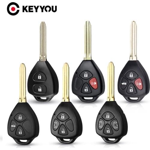 KEYYOU 2/3/4 BTN Remote Car Key Case Shell FOB Cover For Toyota Corolla Yaris Prado Tarago Camry RAV4 REIZ Crown Avalon Venza
