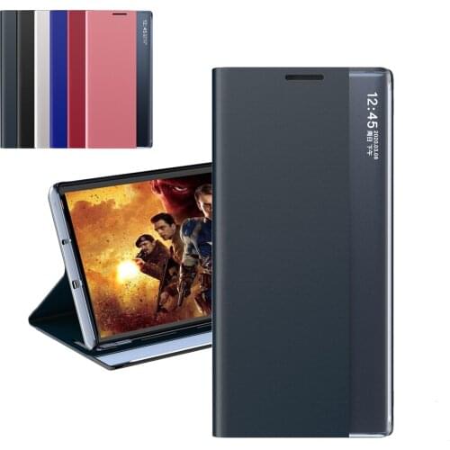 Mirror Flip phone Case For Samsung galaxy S8 S9 S10 S7 edge Note10 9 business leather magnetic mobile cover for samsung S9 Plus