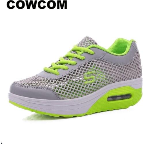COWCOM 2021 Women Mens Casual Shoes Ladies Shoes Mesh Cushion Shoes Platform Wedges Sneakers Women Drop Sale LCH