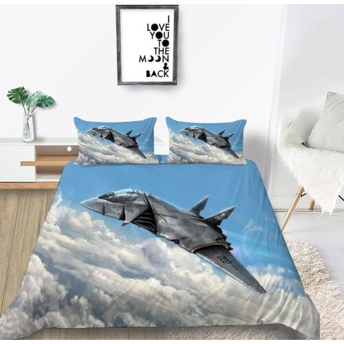 Fighter Bedding Set Queen Size Blue Sky Soft Cool 3D Duvet Cover Clouds King Twin Full Single Double Unique Design Bed Set