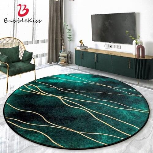 Bubble Kiss Green Round Rug Nordic Style Geometry Carpet Modern Living Room Carpets Home Bedroom Decor Bedside Non-slip Area Rug